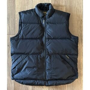 VINTAGE Woolrich DUCK DOWN Black Puffer Vest Men's M Full Zip PACKABLE Outdoor
